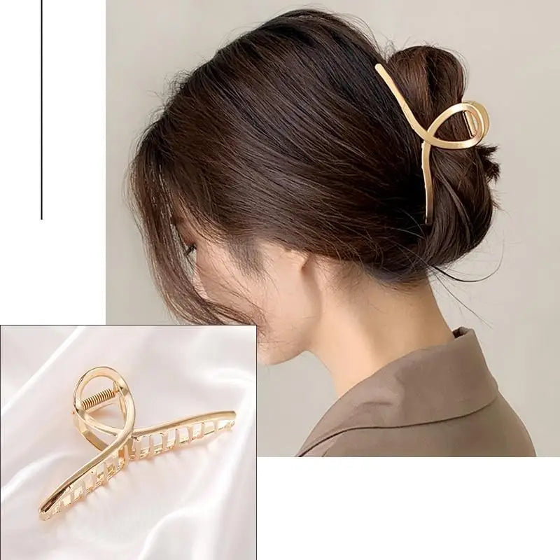 Simple Gold Geometric Metal Hair Claw Women Lightweight Modern Nonslip Big Luxury Hair Clips Women Excellent Gift