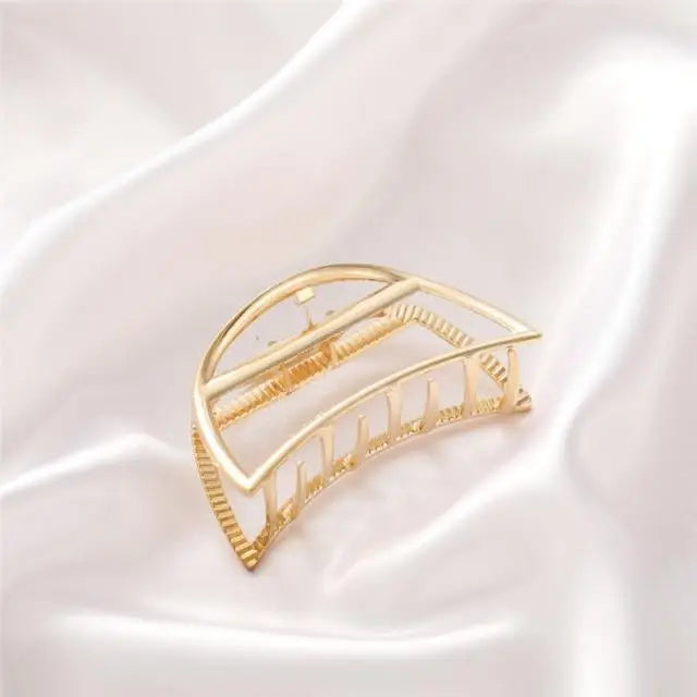 Simple Gold Geometric Metal Hair Claw Women Lightweight Modern Nonslip Big Luxury Hair Clips Women Excellent Gift - 14