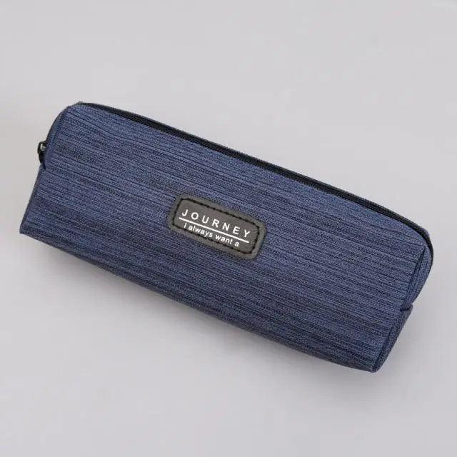 Simple Small Square Waterproof Pencil Case Stationery Case For Students Unique Pencil School Case - Navy - STIL5987YRTGH