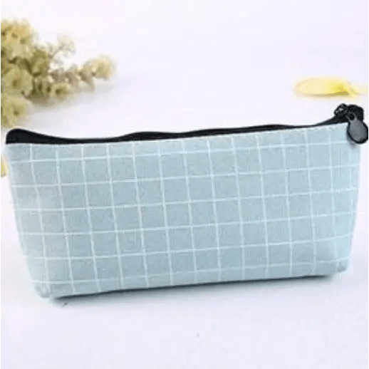 Simple Striped Color Design Pencil Cases For Students Retro Large Capacity Stationery School Pouch - Blue