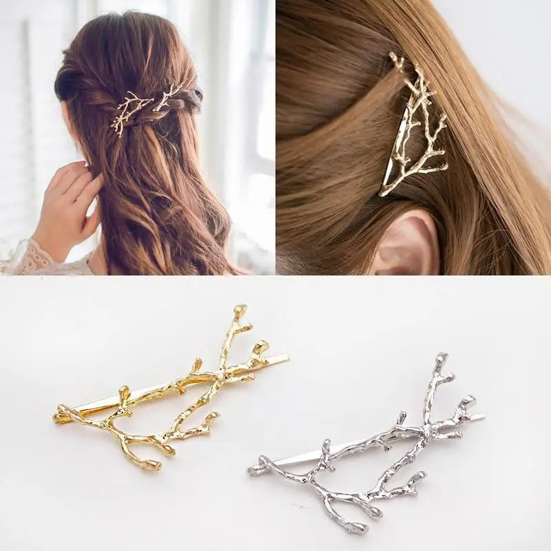 Simple Women Tree Branch Cute Hairpins Gold Silver Hair Barrettes Modern Women Hair Clips Fashion Women Hair