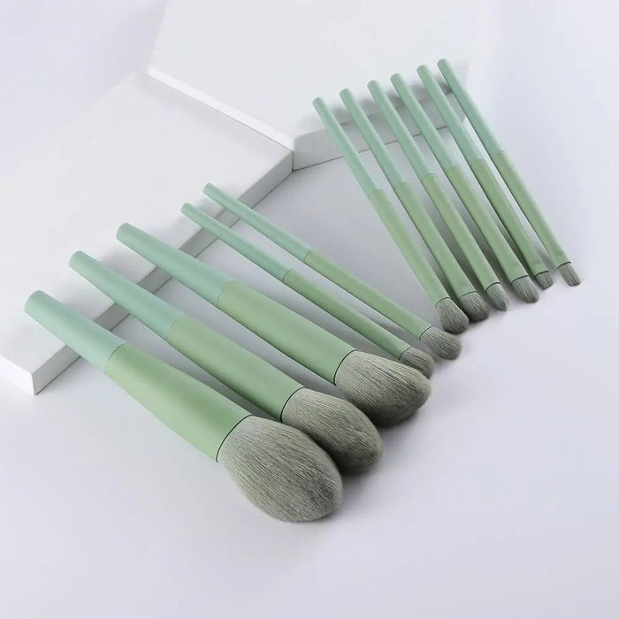 Sizzling 11/8pcs Natural Hair Green Makeup Brushes Foundation Powder Eyeshadow Eyebrow Brush Set Profesional Cosmetic