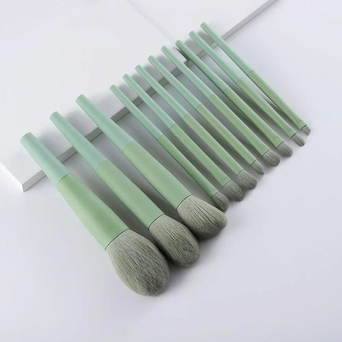 Sizzling 11/8pcs Natural Hair Green Makeup Brushes Foundation Powder Eyeshadow Eyebrow Brush Set Profesional Cosmetic