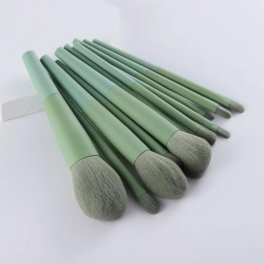 Sizzling 11/8pcs Natural Hair Green Makeup Brushes Foundation Powder Eyeshadow Eyebrow Brush Set Profesional Cosmetic