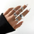 Sizzling 6 PCs Silver Color Ring Set For Women And Girls Sparkling Knuckle Finger Rings - Unique Design Female Jewelry