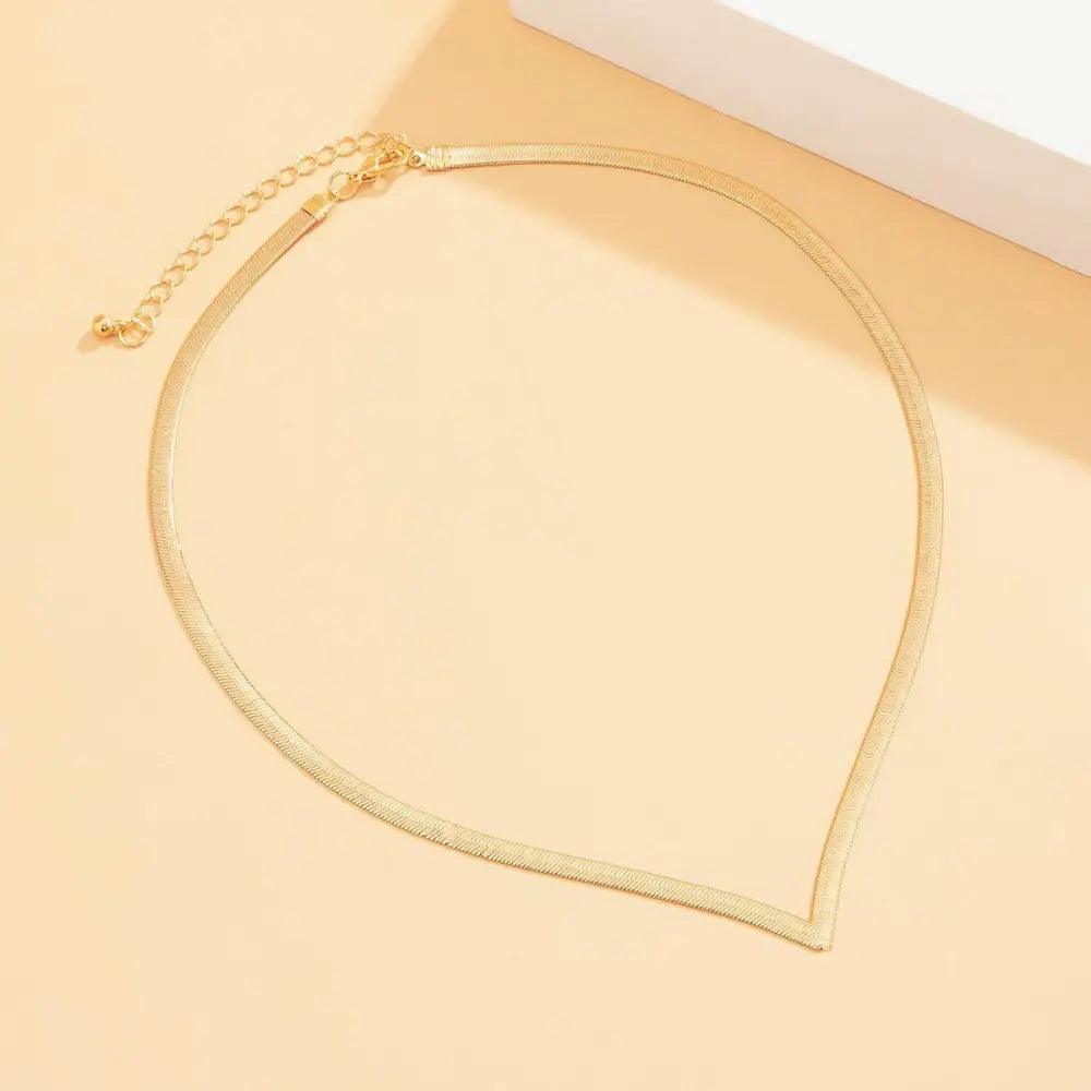 Sizzling Copper Flat Snake Chain Choker Necklace For Women and Girls V - Shaped Short Collar Necklace Women Jewelry