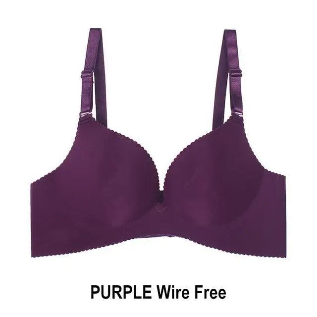 Sizzling Deep U Cup Bras For Women And Girls Push Up Bras Seamless Backless Intimates Female Underwear - purple / B