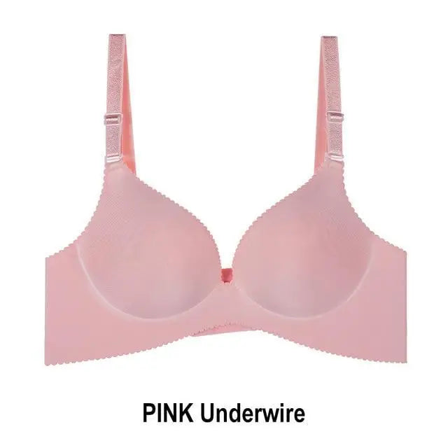 Sizzling Deep U Cup Bras For Women And Girls Push Up Bras Seamless Backless Intimates Female Underwear - Baby Pink