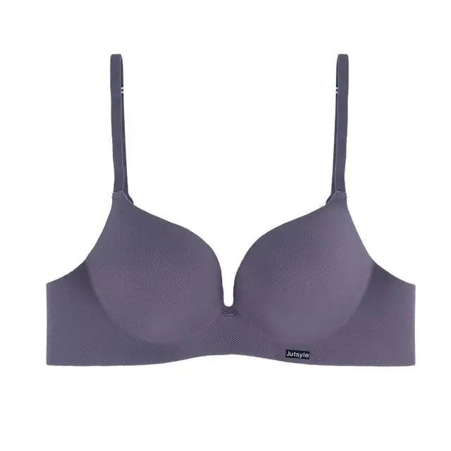 Sizzling Deep U Cup Bras For Women And Girls Push Up Bras Seamless Backless Intimates Female Underwear - grey