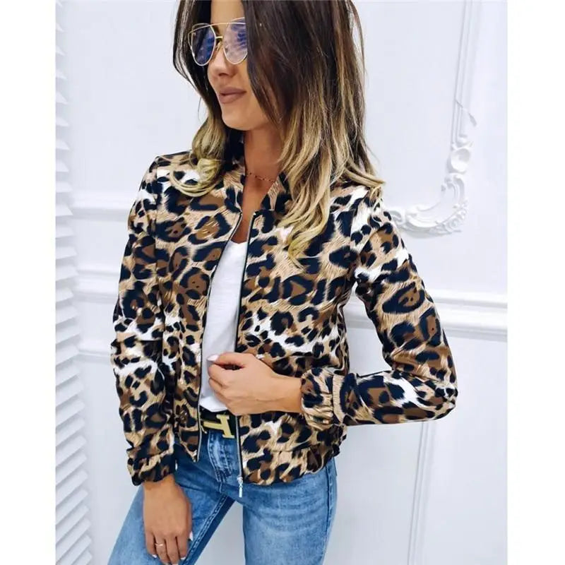 Sizzling Stylish Women’s Long Sleeve Jacket Sweater Top Ladies Casual Leopard Print Cardigan Zipper Short Outwear