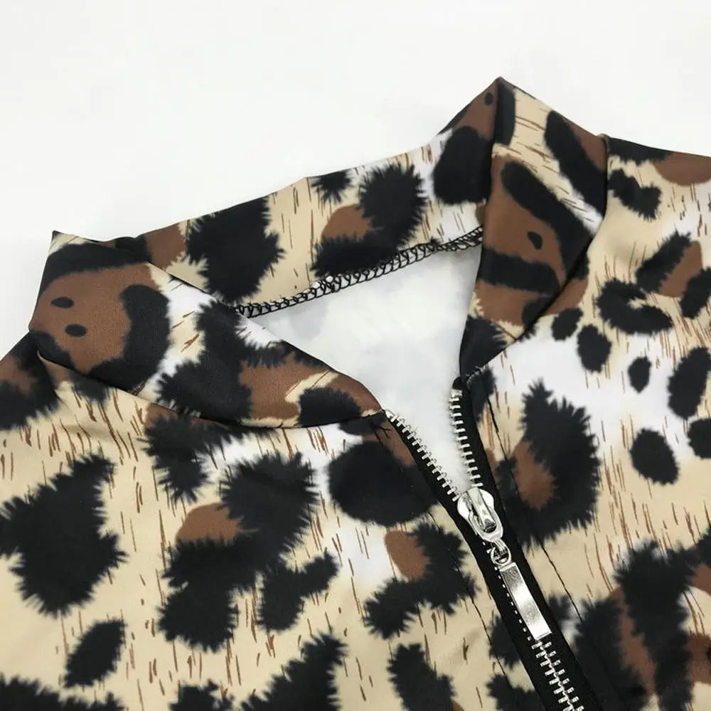 Sizzling Stylish Women’s Long Sleeve Jacket Sweater Top Ladies Casual Leopard Print Cardigan Zipper Short Outwear