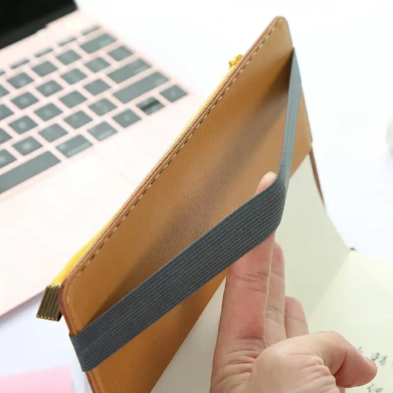 Slim Leather Unique Design Pencil Case Book Holder Pouch With Elastic Band For Notebook Fashion School Pen Case