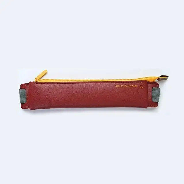 Slim Leather Unique Design Pencil Case Book Holder Pouch With Elastic Band For Notebook Fashion School Pen Case - 1