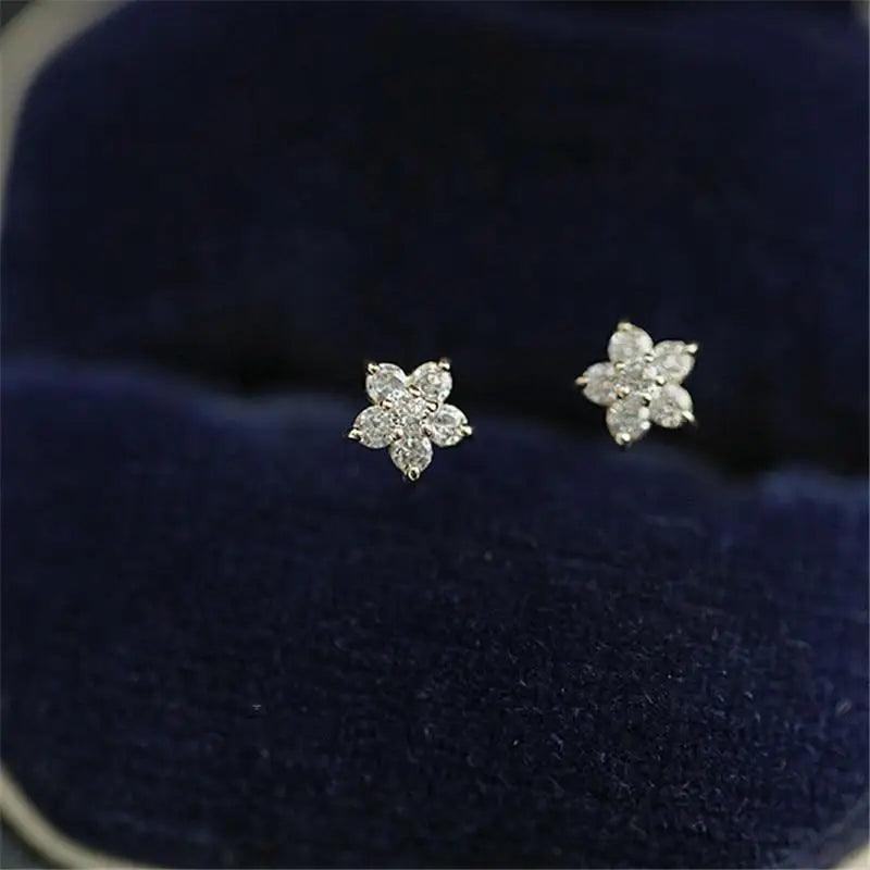 Small Simple Women 925 Sterling Silver Crystal Five Pointed Star Earrings Women Fashion Wedding Jewelry Accessories Perfect Gift - ALLURELATION - 573, earrings, earrings for women, elegant earrings, fashionable jewelry, jewelry, luxury earrings, Silver Crystal earrings, simple small earrings, small elegant earrings, Star Earrings, stylish earrings, vintage earrings, wedding jewelry, women earrings - Stevvex.com