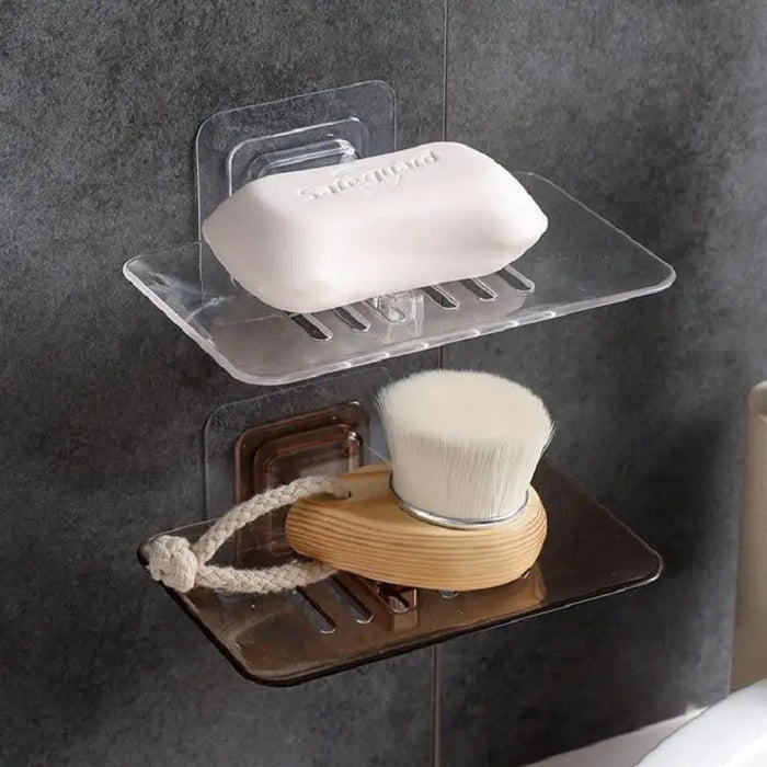 Soap Rack No Drilling Wall Mounted Double Layer Soap Holder Soap Sponge Dish Bathroom Accessories Soap Dishes Self