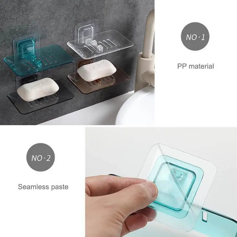 Soap Rack No Drilling Wall Mounted Double Layer Soap Holder Soap Sponge Dish Bathroom Accessories Soap Dishes Self