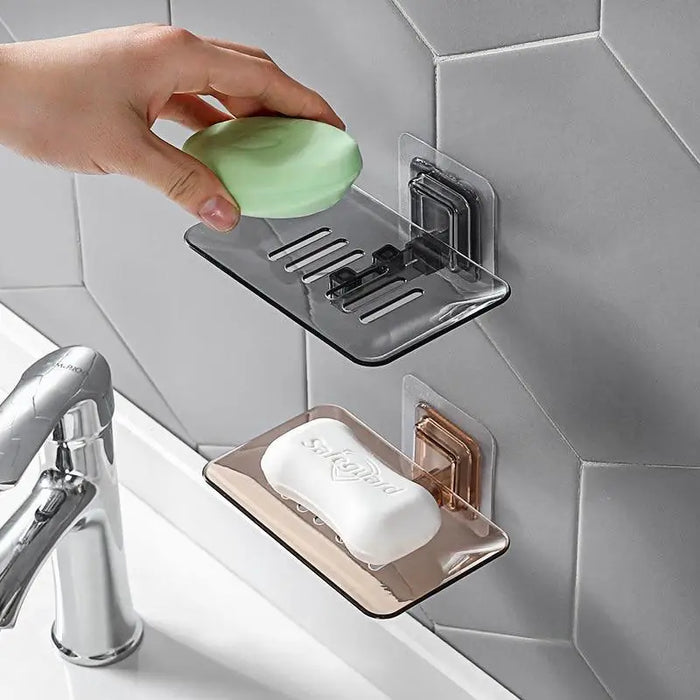 Soap Rack No Drilling Wall Mounted Double Layer Soap Holder Soap Sponge Dish Bathroom Accessories Soap Dishes Self