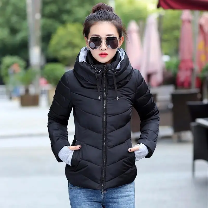 Soft And Comfortable Winter Jacket For Women Short Women’s Thicken Outerwear In solid hooded Coats Zipper For Female