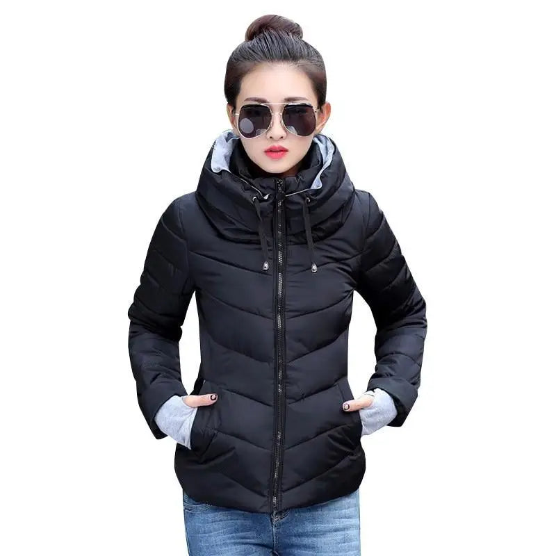 Soft And Comfortable Winter Jacket For Women Short Women’s Thicken Outerwear In solid hooded Coats Zipper For Female