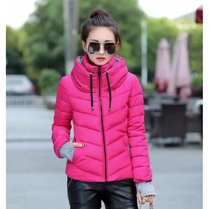 Soft And Comfortable Winter Jacket For Women Short Women’s Thicken Outerwear In solid hooded Coats Zipper For Female