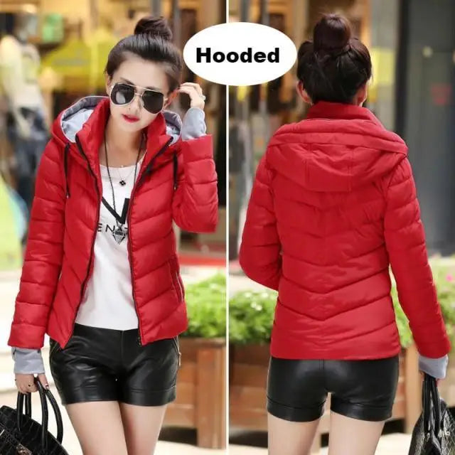 Soft And Comfortable Winter Jacket For Women Short Women’s Thicken Outerwear In solid hooded Coats Zipper For Female