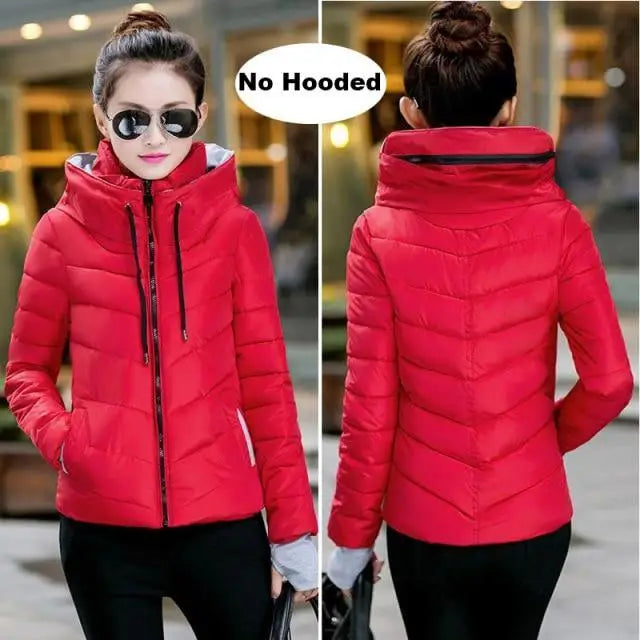 Soft And Comfortable Winter Jacket For Women Short Women’s Thicken Outerwear In solid hooded Coats Zipper For Female