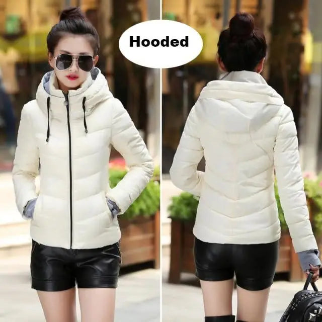 Soft And Comfortable Winter Jacket For Women Short Women’s Thicken Outerwear In solid hooded Coats Zipper For Female