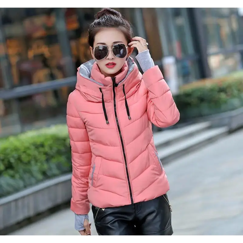 Soft And Comfortable Winter Jacket For Women Short Women’s Thicken Outerwear In solid hooded Coats Zipper For Female