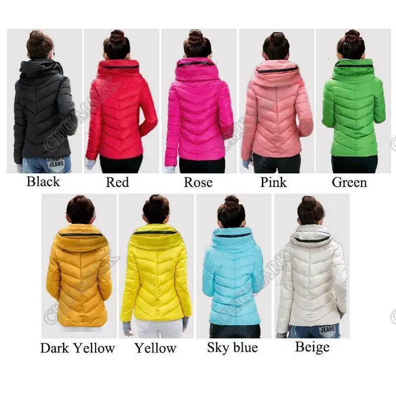 Soft And Comfortable Winter Jacket For Women Short Women’s Thicken Outerwear In solid hooded Coats Zipper For Female