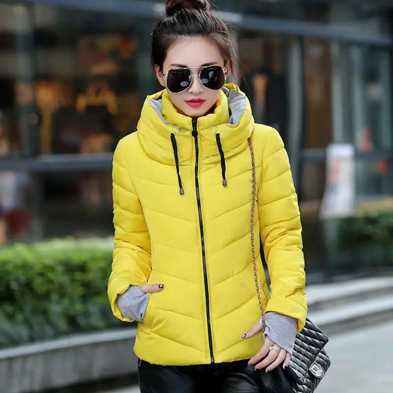 Soft And Comfortable Winter Jacket For Women Short Women’s Thicken Outerwear In solid hooded Coats Zipper For Female