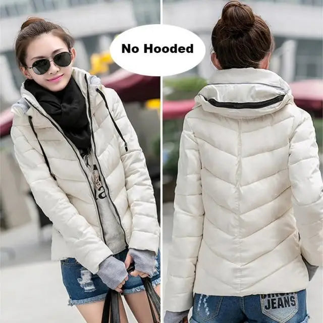 Soft And Comfortable Winter Jacket For Women Short Women’s Thicken Outerwear In solid hooded Coats Zipper For Female