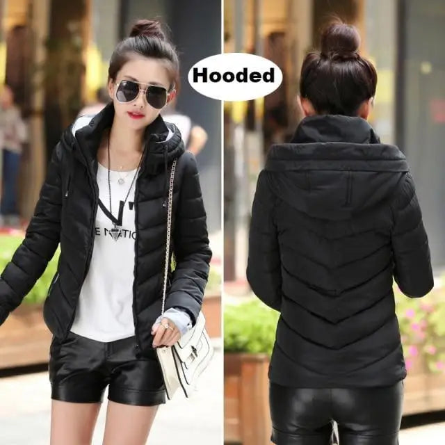 Soft And Comfortable Winter Jacket For Women Short Women’s Thicken Outerwear In solid hooded Coats Zipper For Female