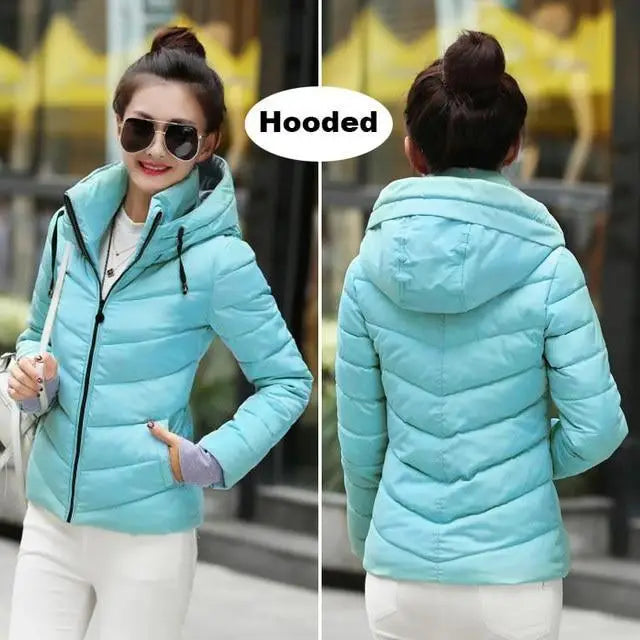 Soft And Comfortable Winter Jacket For Women Short Women’s Thicken Outerwear In solid hooded Coats Zipper For Female