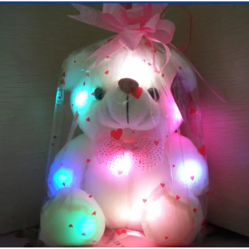 Soft Plush Doll Light Up LED Teddy Bear Stuffed Animals Mini Glow Bear Plush Toy Creative Colorful Glowing Teddy Bear