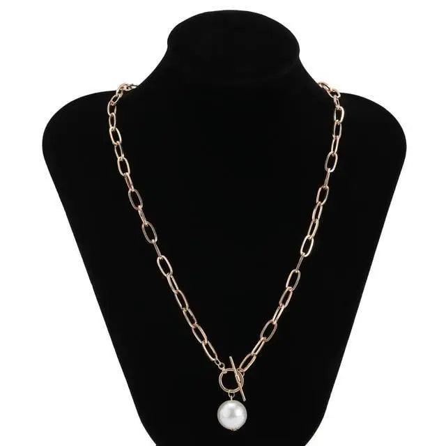 Sparkling Pearl Coin Pendant And Choker Necklace for Women And Girls Wedding Gold Color Long Chain Necklace Jewelry