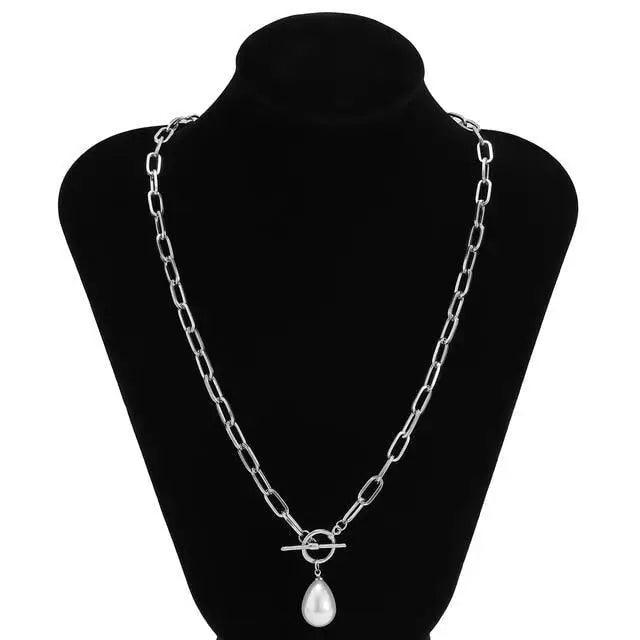Sparkling Pearl Coin Pendant And Choker Necklace for Women And Girls Wedding Gold Color Long Chain Necklace Jewelry
