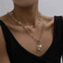 Sparkling Pearl Coin Pendant And Choker Necklace for Women And Girls Wedding Gold Color Long Chain Necklace Jewelry