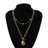 Sparkling Pearl Coin Pendant And Choker Necklace for Women And Girls Wedding Gold Color Long Chain Necklace Jewelry