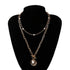 Sparkling Pearl Coin Pendant And Choker Necklace for Women And Girls Wedding Gold Color Long Chain Necklace Jewelry
