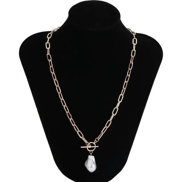 Sparkling Pearl Coin Pendant And Choker Necklace for Women And Girls Wedding Gold Color Long Chain Necklace Jewelry