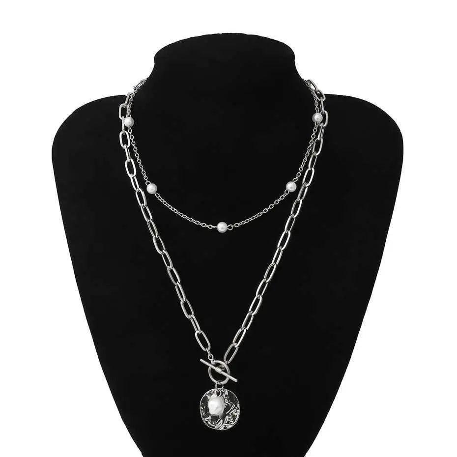 Sparkling Pearl Coin Pendant And Choker Necklace for Women And Girls Wedding Gold Color Long Chain Necklace Jewelry