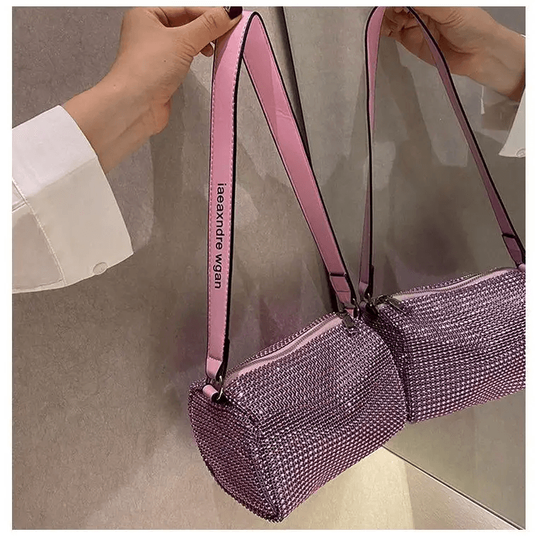 Sparkling Rhinestone Bag For Females Mini Portable Hand Bag Diamond Messenger Bag Fashionable Zipper Feminina Evening