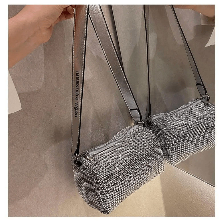 Sparkling Rhinestone Bag For Females Mini Portable Hand Bag Diamond Messenger Bag Fashionable Zipper Feminina Evening