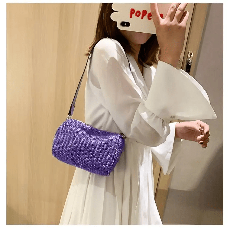 Sparkling Rhinestone Bag For Females Mini Portable Hand Bag Diamond Messenger Bag Fashionable Zipper Feminina Evening