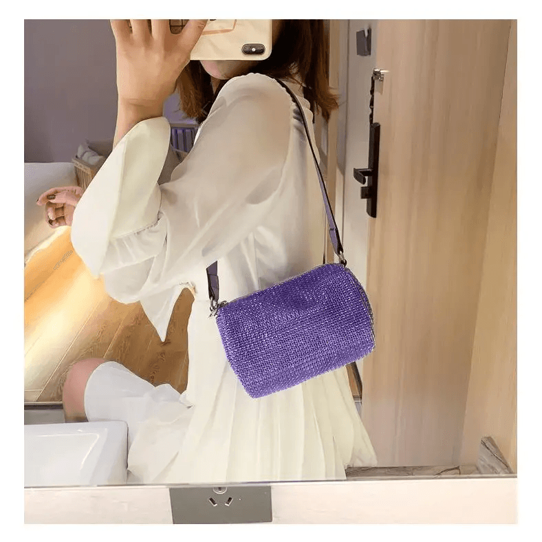 Sparkling Rhinestone Bag For Females Mini Portable Hand Bag Diamond Messenger Bag Fashionable Zipper Feminina Evening