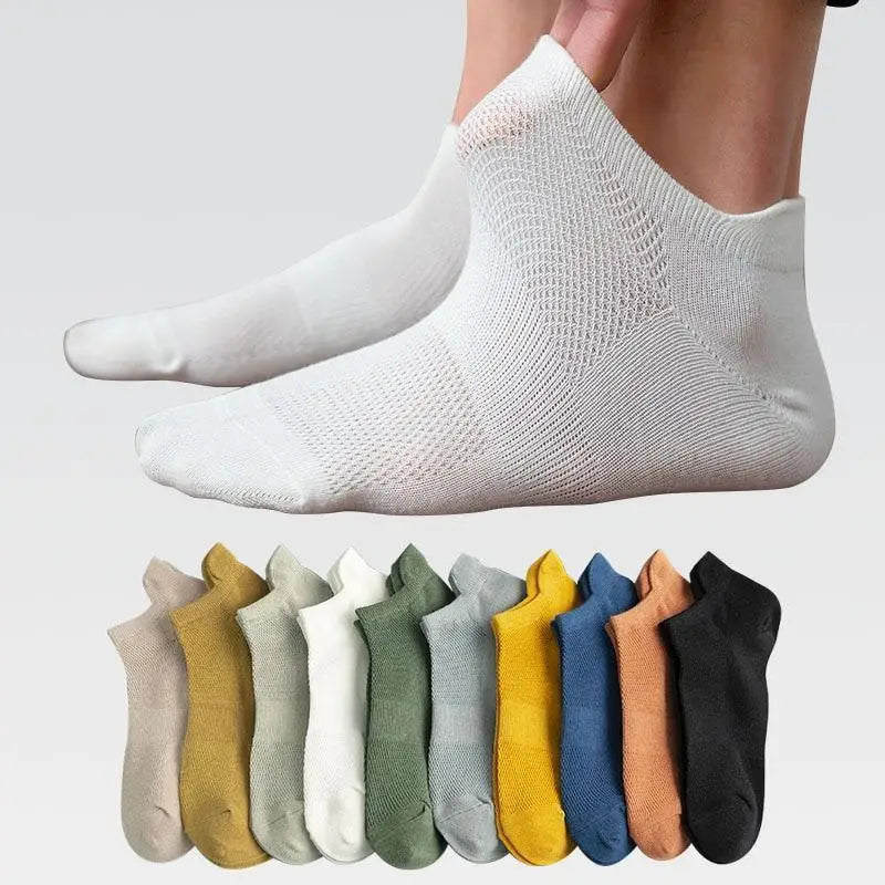 Sport Outdoor Simple 5 Pairs Man Cotton Short Socks For Men Breathable Mesh Comfortable Solid Colorful Soft Socks