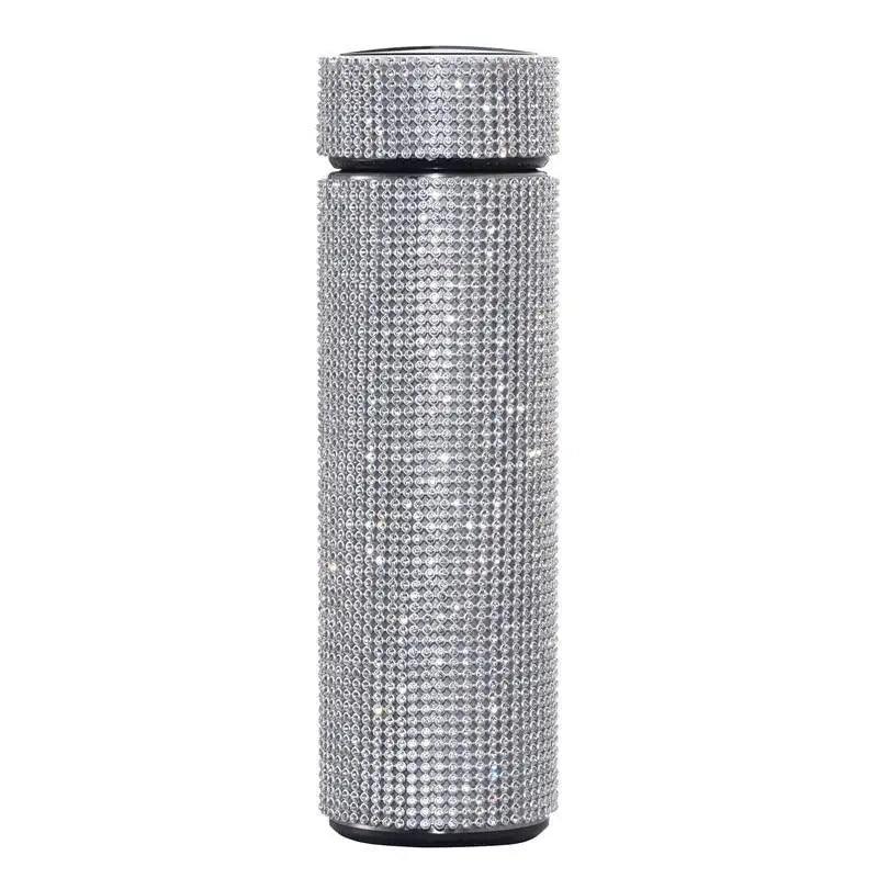 Sport Sterlling Creative Diamond Thermos Bottle Water Bottle Stainless Steel Smart Temperature Display Vacuum Flask Mug