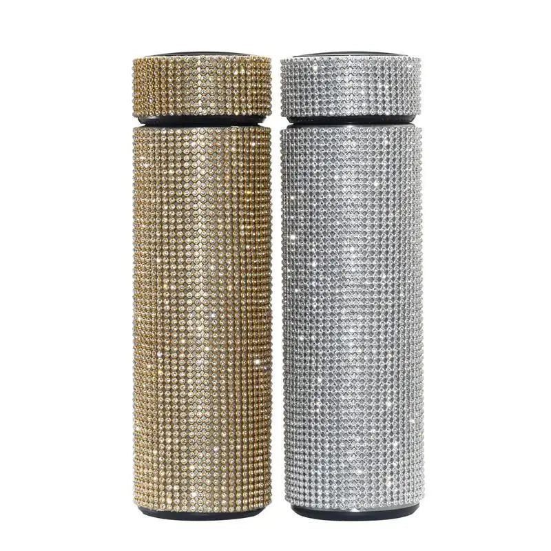 Sport Sterlling Creative Diamond Thermos Bottle Water Bottle Stainless Steel Smart Temperature Display Vacuum Flask Mug