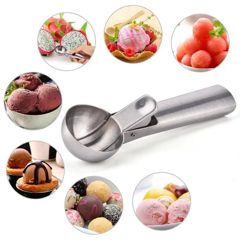 Stainless Steel Ice Cream Scooper, A Good Metal Scoop Tools For Kitchen, For Making Meatball/Melon Ball/Watermelon/Fruits, Measuring Spoon Cup for Cooking Baking - ALLURELATION - 501, best selling ice cream scooper, Fruit & Vegetable Tools, Fruit Dessert spoon, Hot Sale Ice cream scooper, Ice Cream Ball Maker, ice Cream Scoop, Kitchen Tools, kitchen utensils, Kitchenware, Stainless Steel Ice cream scooper, Unique design ice cream scooper, unique design SCOOPER, Watermelon Baller Scoop - Stevvex.com