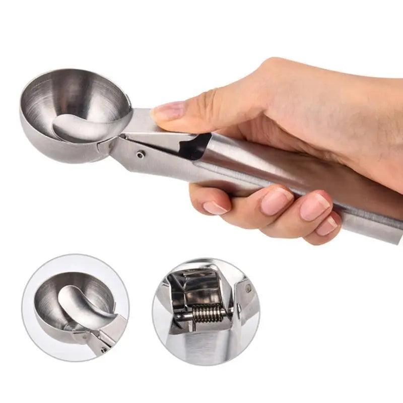 Stainless Steel Ice Cream Scooper, A Good Metal Scoop Tools For Kitchen, For Making Meatball/Melon Ball/Watermelon/Fruits, Measuring Spoon Cup for Cooking Baking - ALLURELATION - 501, best selling ice cream scooper, Fruit & Vegetable Tools, Fruit Dessert spoon, Hot Sale Ice cream scooper, Ice Cream Ball Maker, ice Cream Scoop, Kitchen Tools, kitchen utensils, Kitchenware, Stainless Steel Ice cream scooper, Unique design ice cream scooper, unique design SCOOPER, Watermelon Baller Scoop - Stevvex.com